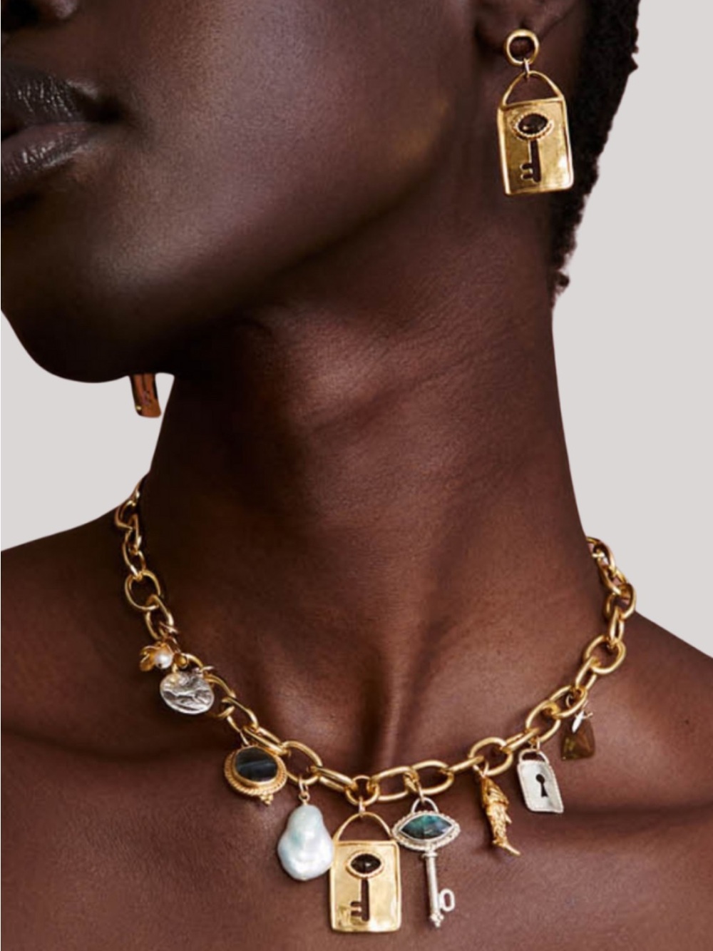 Free People x Chan Luu Gold Plated Chunky Charm Necklace